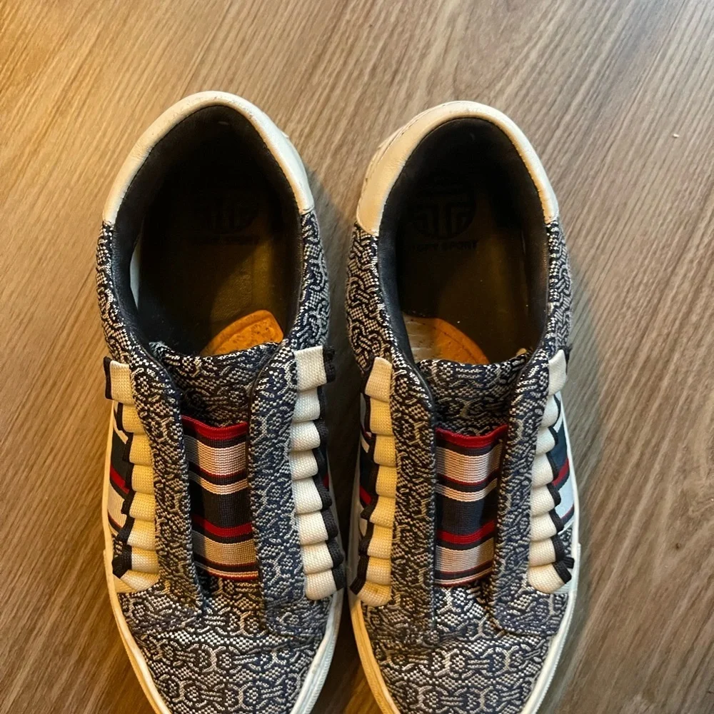 Tory Burch Tory Sport Gemini Link Jacquard Ruffle Sneaker Platform Trainer 6.5